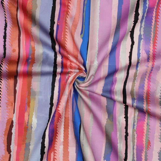BAUMWOLLE SATIN DIGITAL STREIFEN MAUVE #7