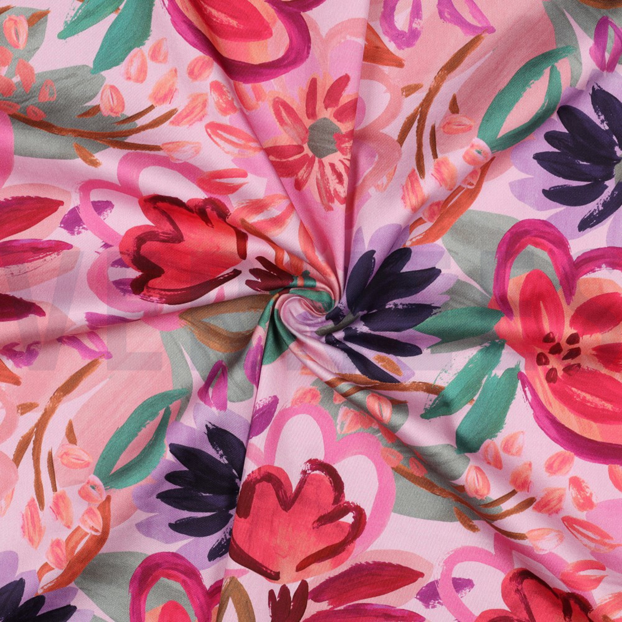 KATOEN SATIJN DIGITAAL BLOEMEN LICHTROZE (high resolution) #3