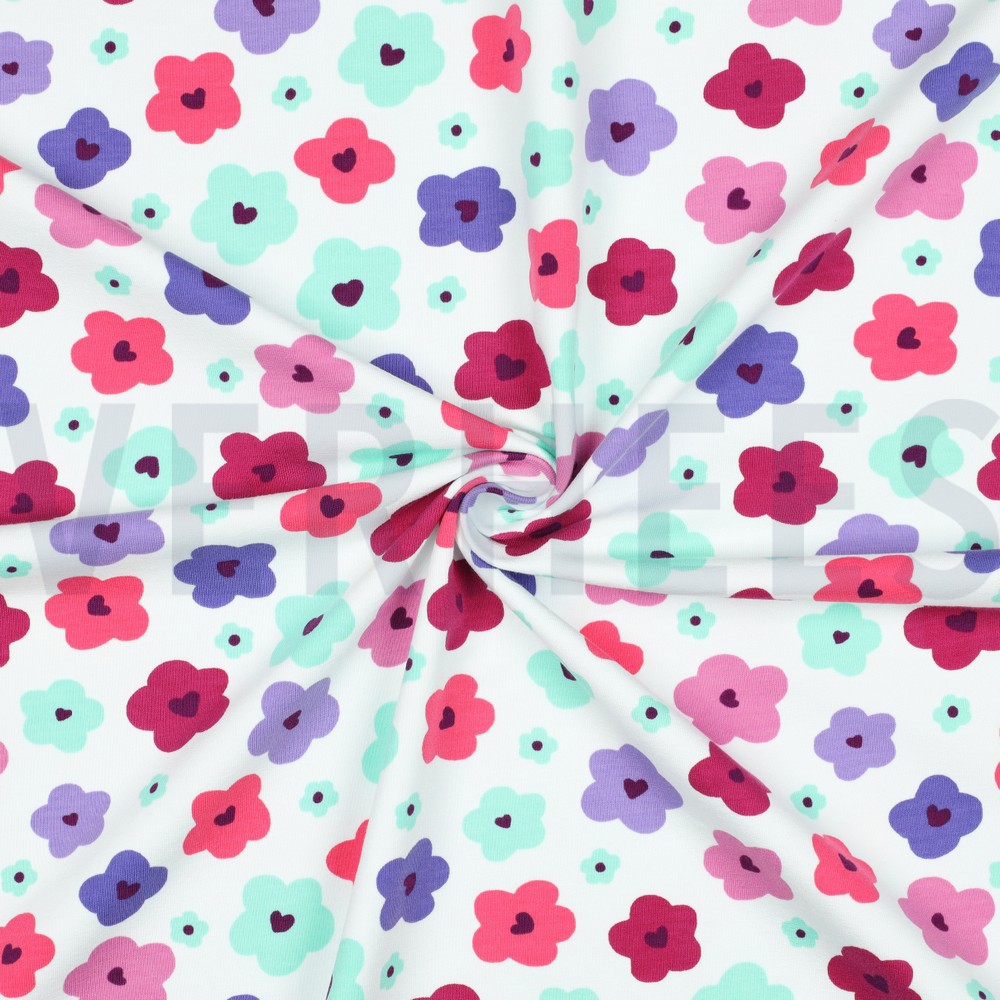 FRENCH TERRY ABSTRACTE BLOEMEN GEBROKEN WIT #7
