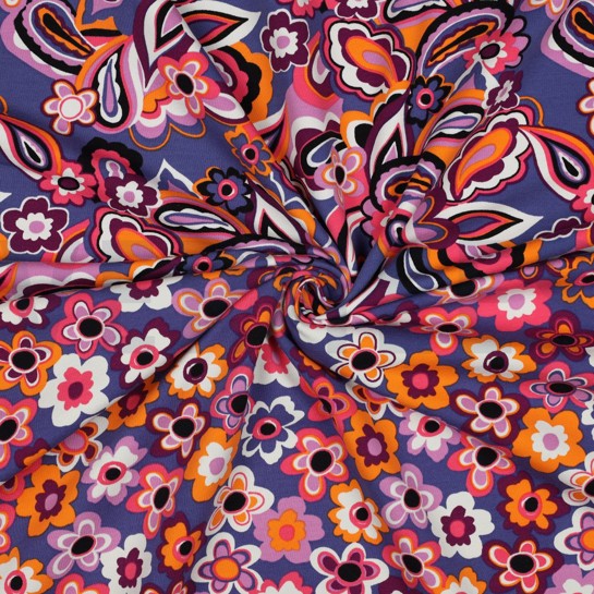 FRENCH TERRY BLOEMEN MARINEBLAUW #7