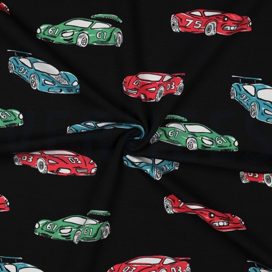 FRENCH TERRY VOITURES DE COURSE NOIR #7