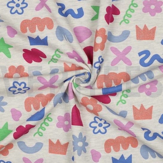 SWEAT MELANGE GLITZER DOODLE FORMEN ECRU #7
