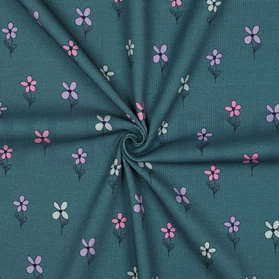 JERSEY GAUFRÉ FLEURS PÉTROLE #7