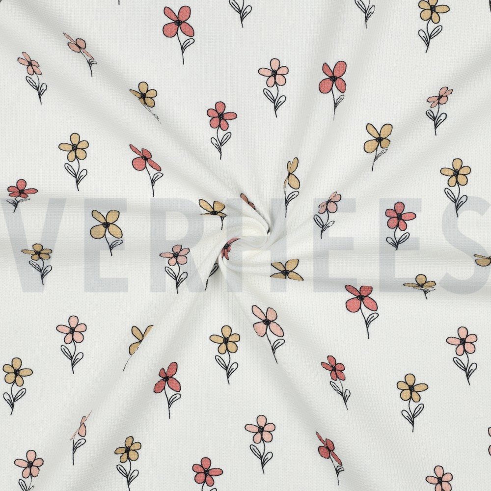 WAFFELJERSEY BLUMEN BORDEAUXROT #7