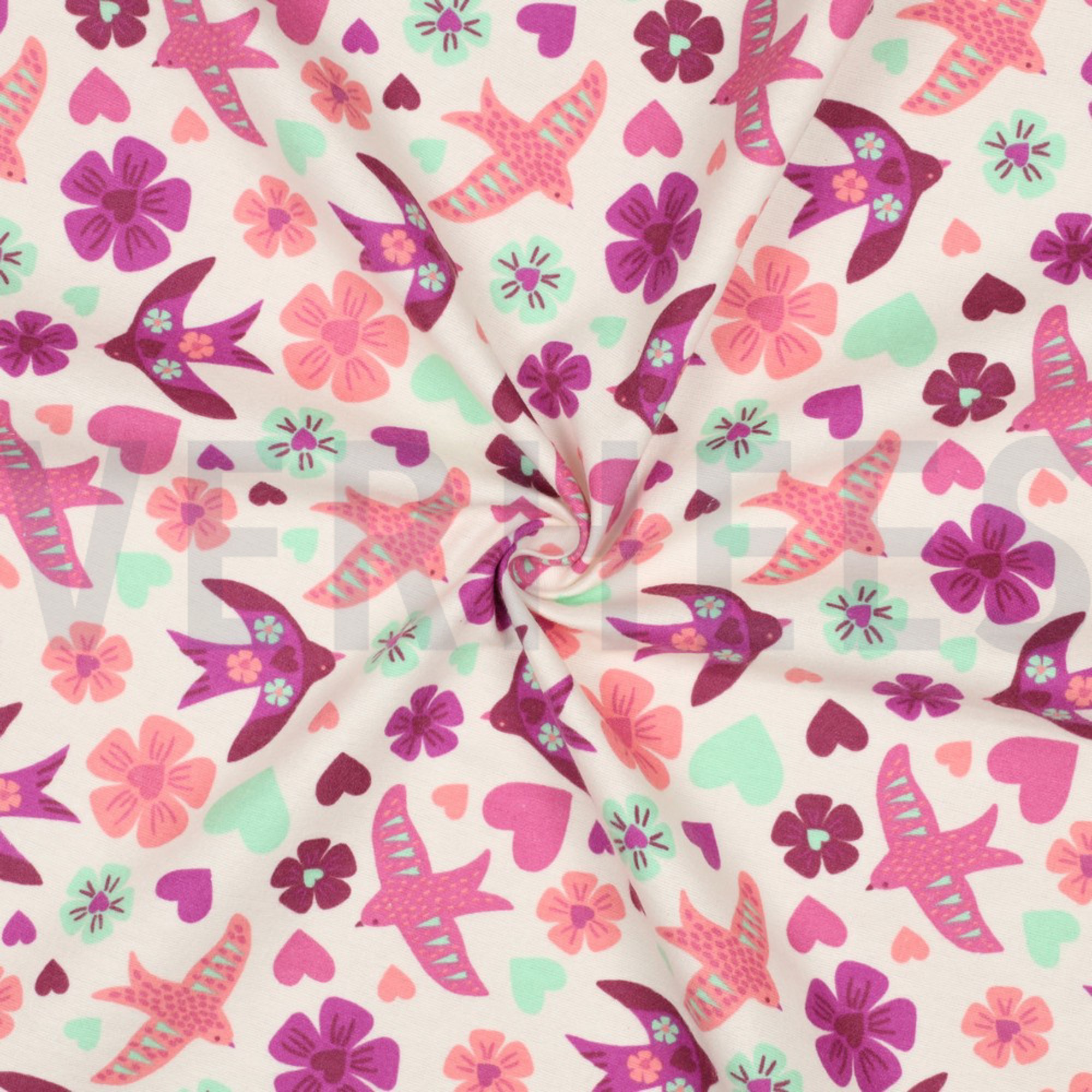 FLANELLE OISEAUX BLANC CASSÉ (high resolution) #3