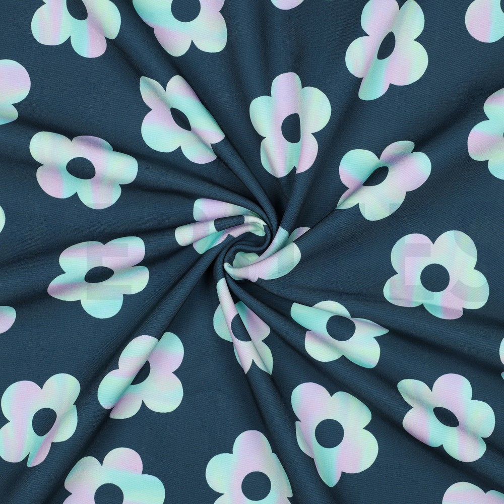SOFTSHELL DIGITAAL BLOEMEN DONKER PETROL #7
