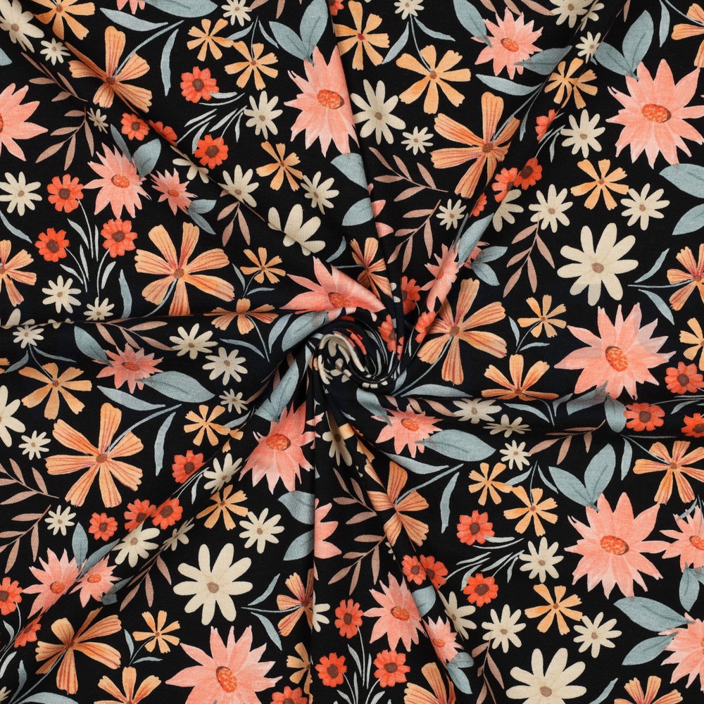 JERSEY DIGITAL FLOWERS BLACK #7