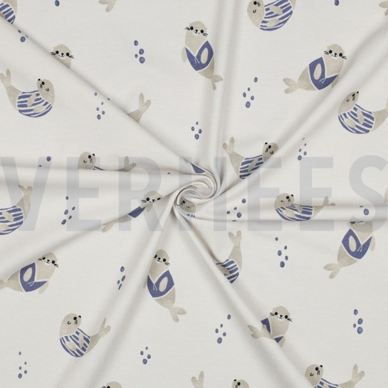 JERSEY GOTS DIGITAAL ZEEHONDEN GEBROKEN WIT #7