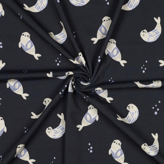 JERSEY GOTS DIGITAAL ZEEHONDEN MARINEBLAUW #7