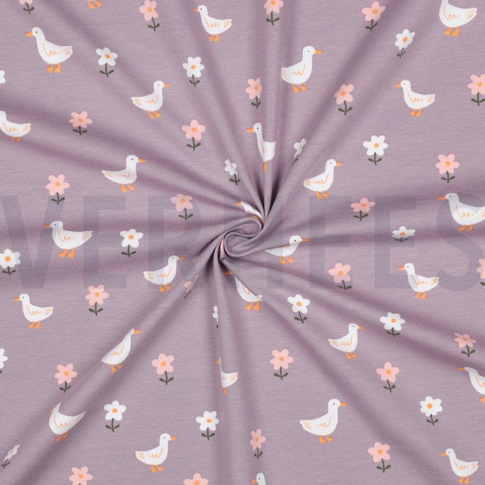 JERSEY GOTS CANARDS ET FLEURS MAUVE #7