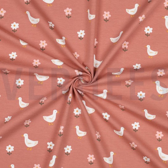 JERSEY GOTS ENTEN UND BLUMEN ROSA #7