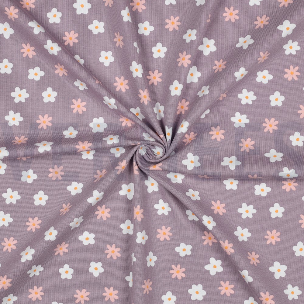 JERSEY GOTS CANARDS ET FLEURS MAUVE #7