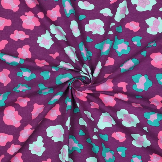 JERSEY GLITZER TIERHAUT LILA/VIOLETT #7
