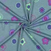 JERSEY MELANGE GLITTER SMILEYS ROOKBLAUW (thumbnail) #3