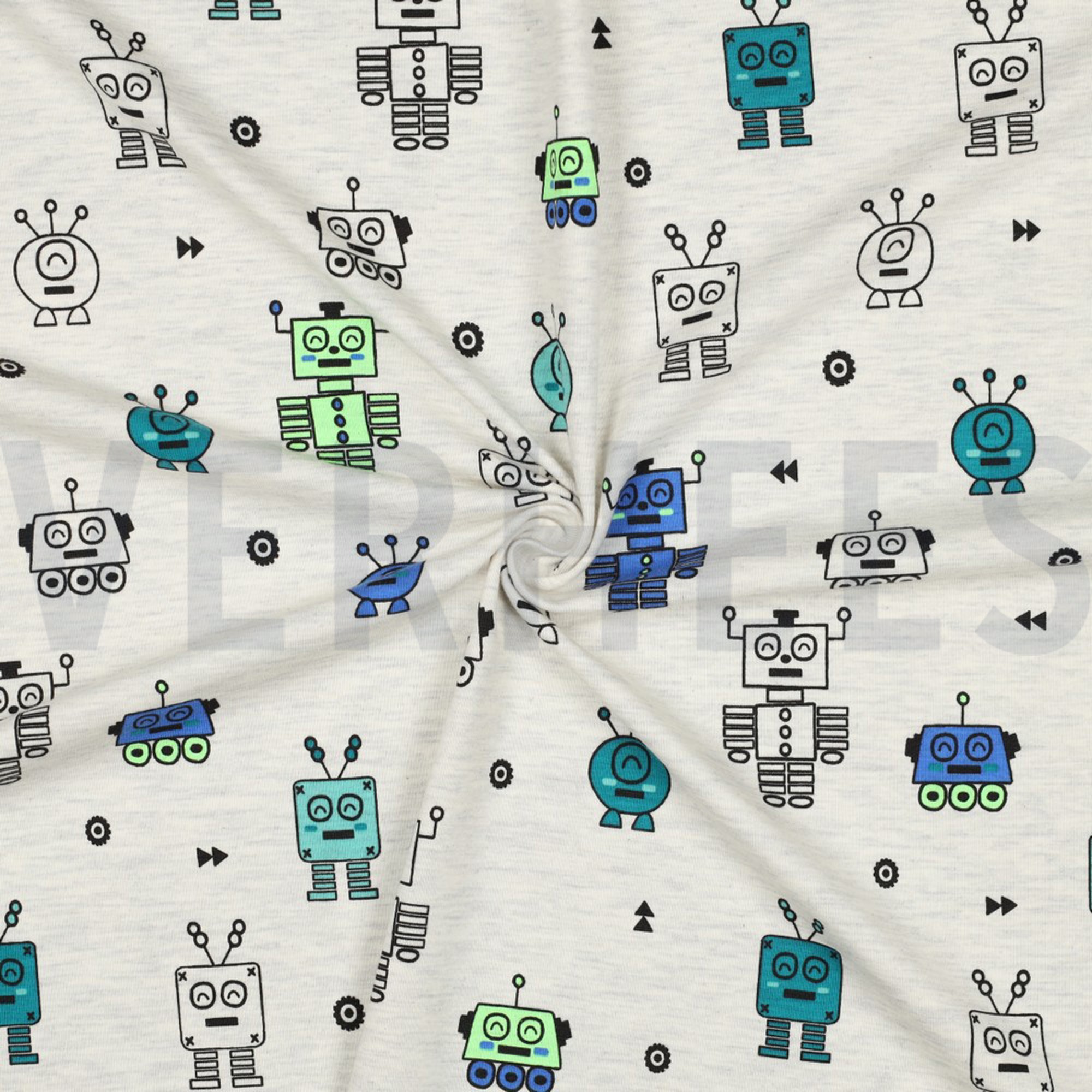 JERSEY MELANGE NEON ROBOTS ECRU (high resolution) #3