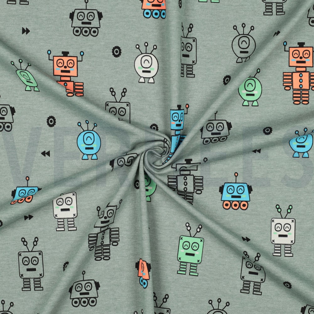 JERSEY MELANGE NEON ROBOTS DARK MINT #7