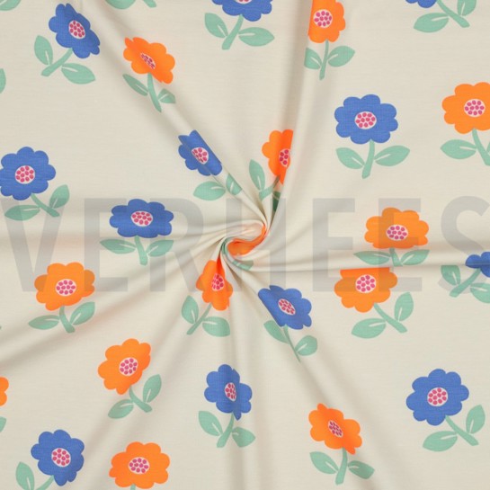 JERSEY NEON BLUMEN GEBROCHEN WEISS #7