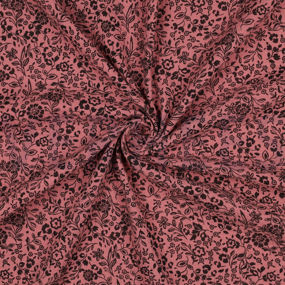 DOUBLE GAZE DE COTON FLEURS BORDEAUX #7