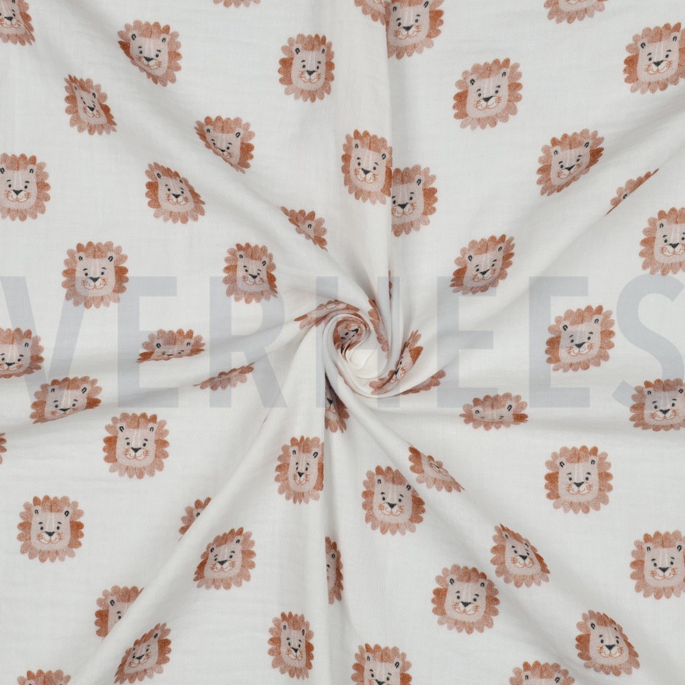 DOUBLE GAUZE DIGITAL LIONS WHITE #7