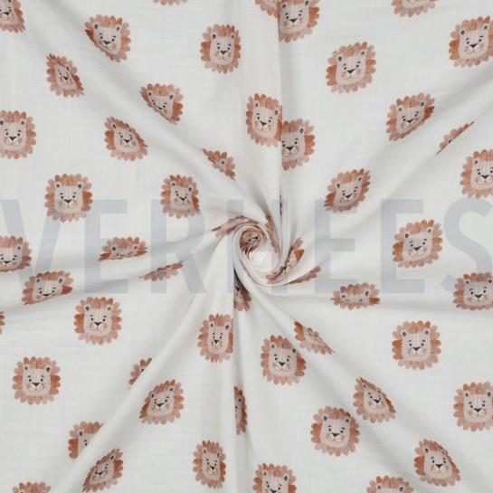 DOUBLE GAUZE DIGITAL LIONS WHITE #7