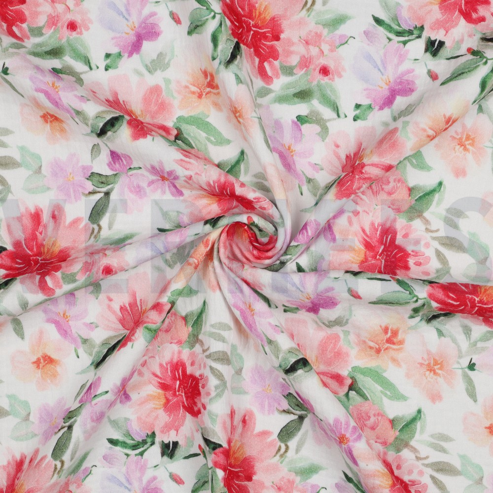 DOUBLE GAUZE DIGITAAL BLOEMEN ROZE #7