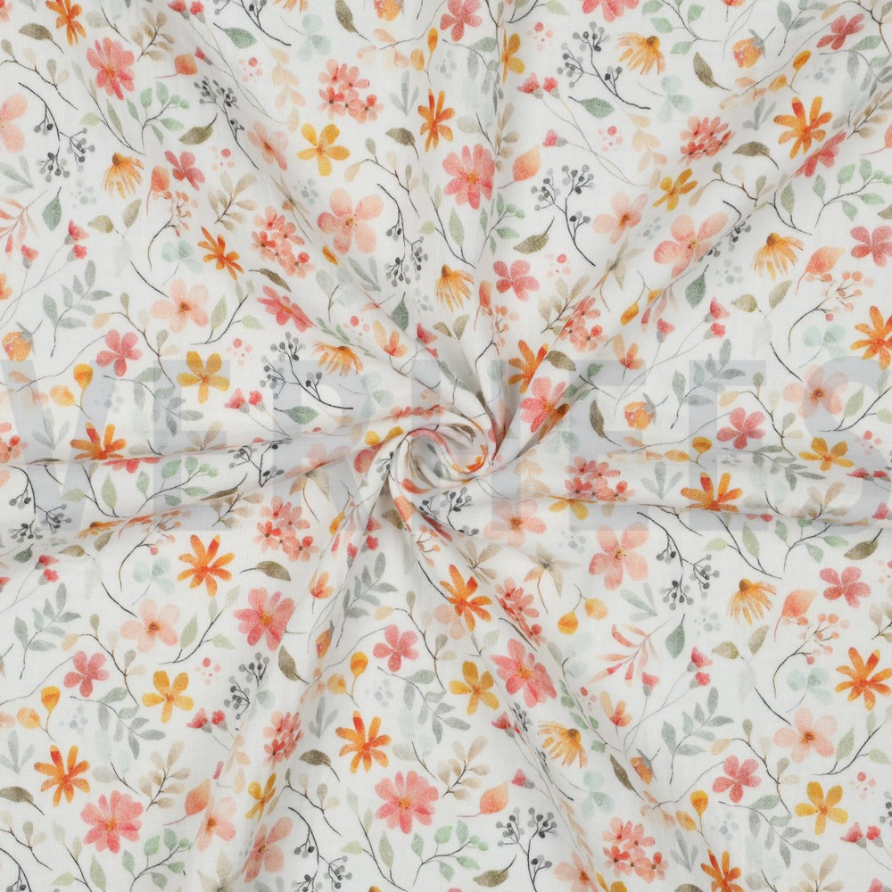 MUSSELIN DIGITAL BLUMEN WEISS #7