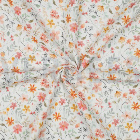 MUSSELIN DIGITAL BLUMEN WEISS #7