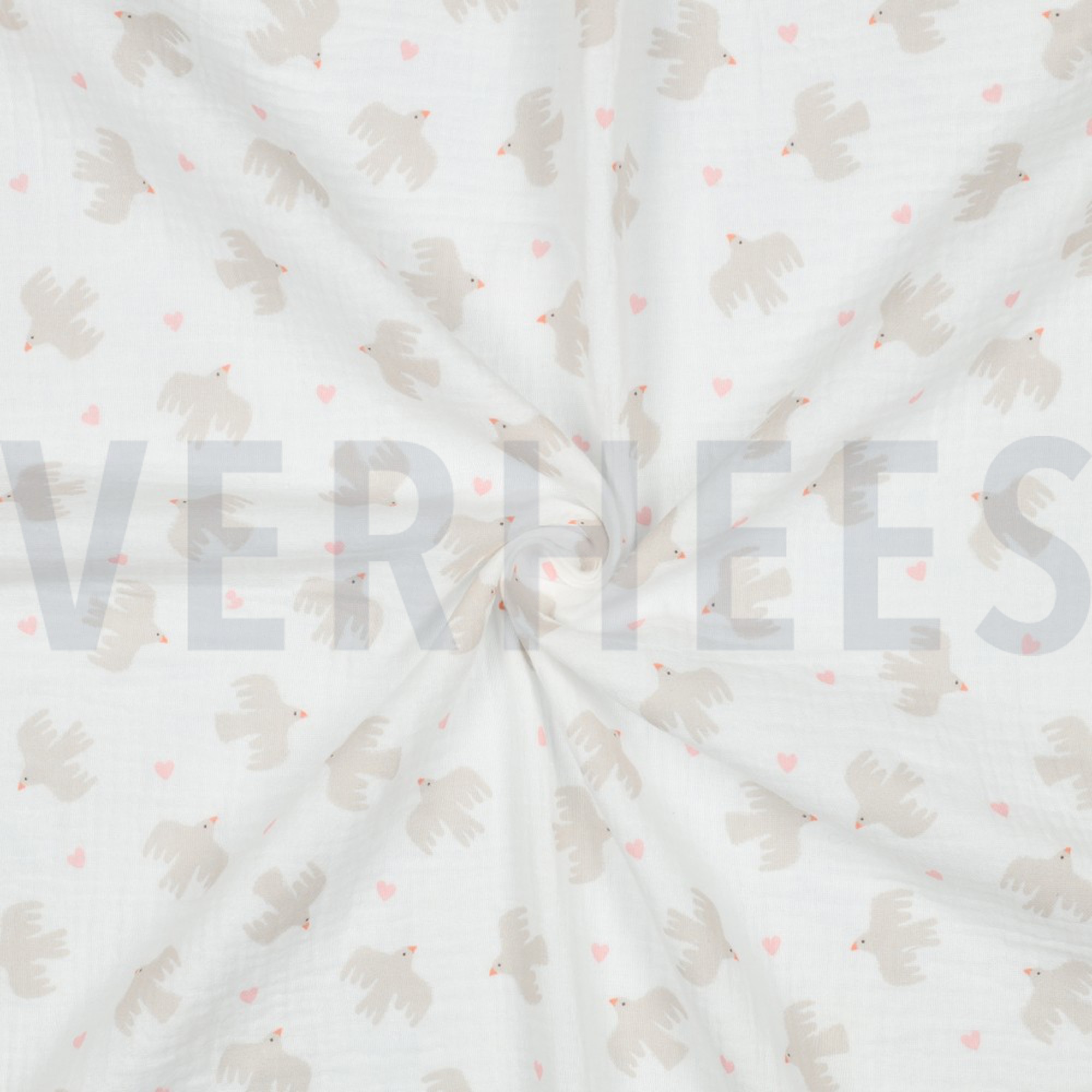 DOUBLE GAUZE GOTS BIRDS WHITE (high resolution) #3