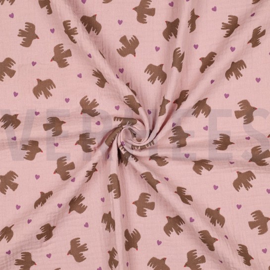 MUSSELIN GOTS VÖGEL SANFTROSA #7