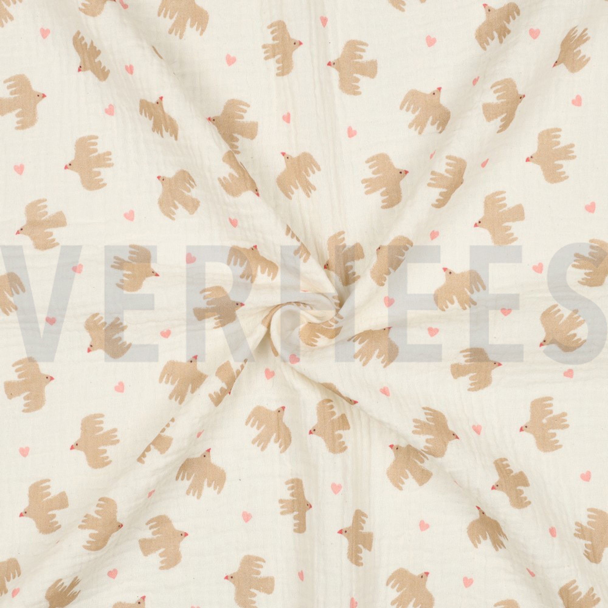 DOUBLE GAUZE GOTS BIRDS NATURAL (high resolution) #3