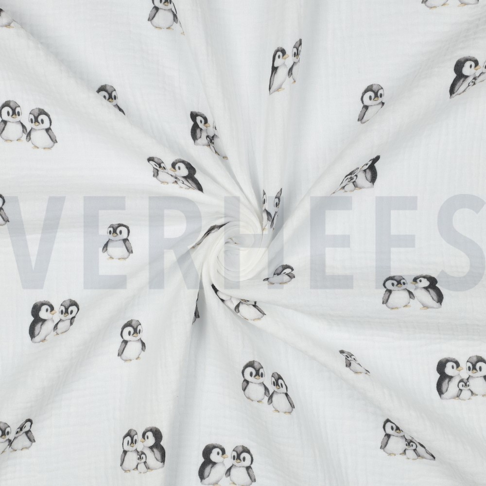 DOUBLE GAZE DE COTON GOTS DIGITAL ANIMAUX BLANC #7