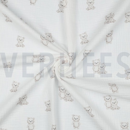 MUSSELIN GOTS DIGITAL TIERE WEISS #7