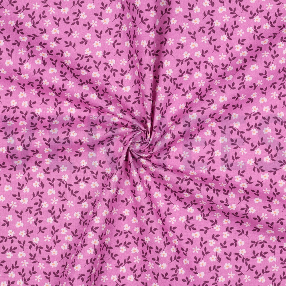 POPELINE DE COTON GOTS FLEURS VIOLET #7