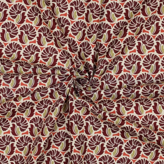 FINE POPLIN FLOWERS BURGUNDY #7