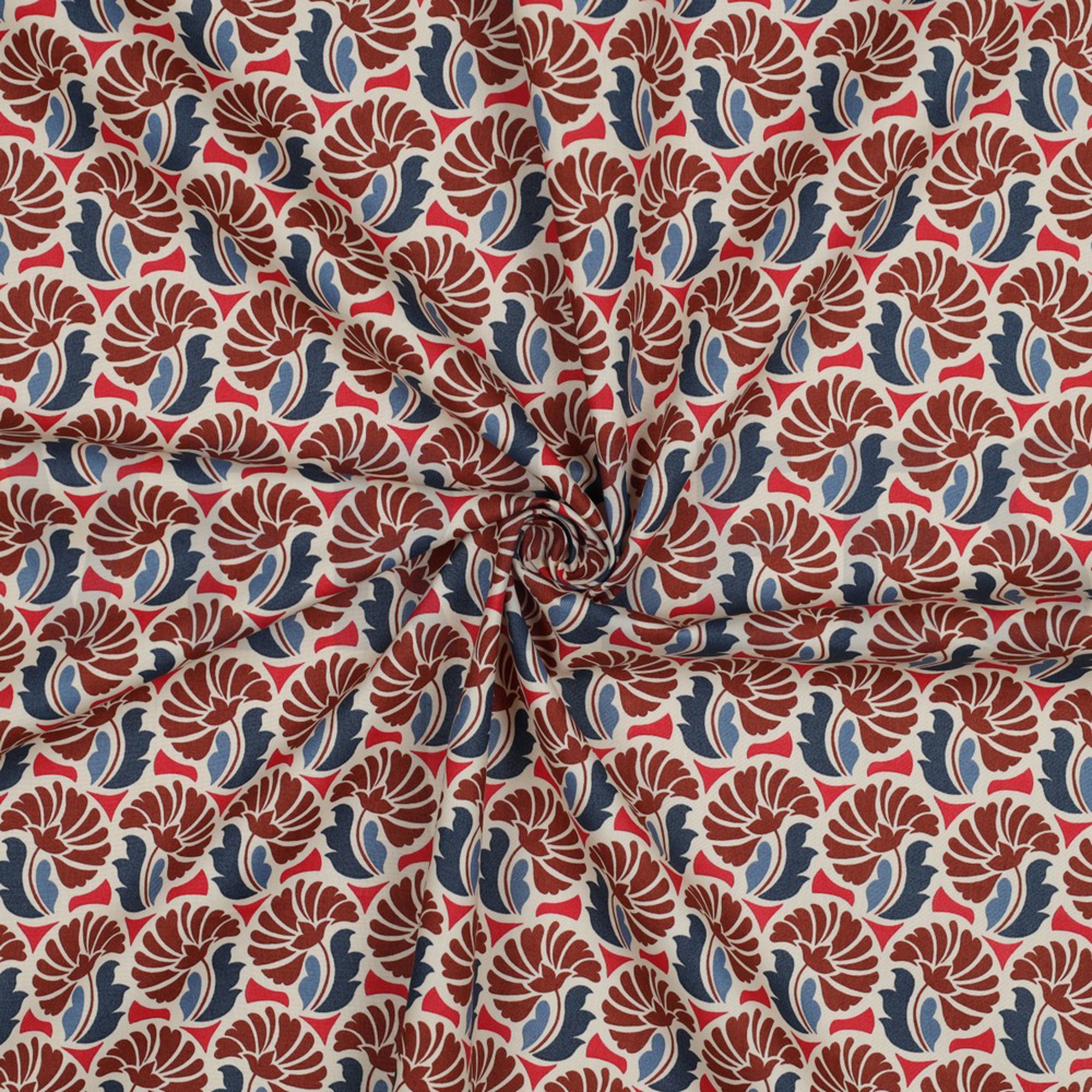 KATOENEN POPLIN BLOEMEN JEANSBLAUW (high resolution) #3