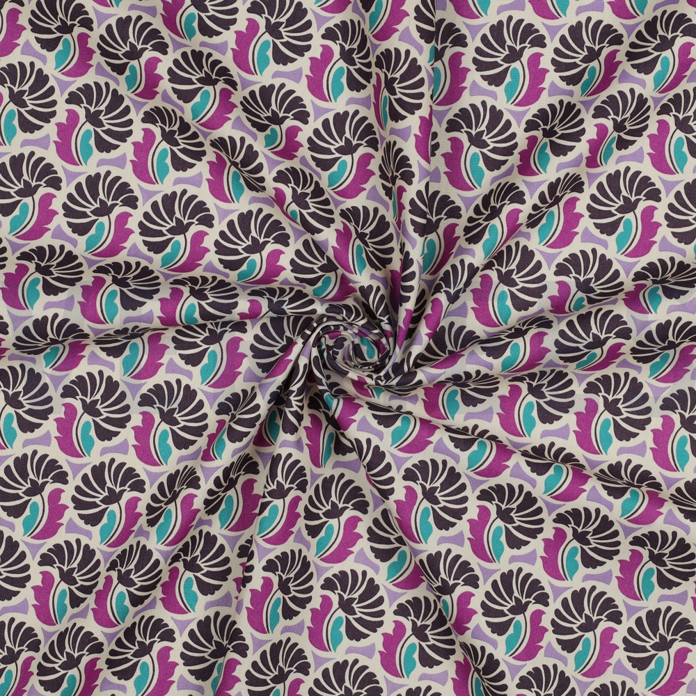 FINE POPLIN FLOWERS PURPLE #7