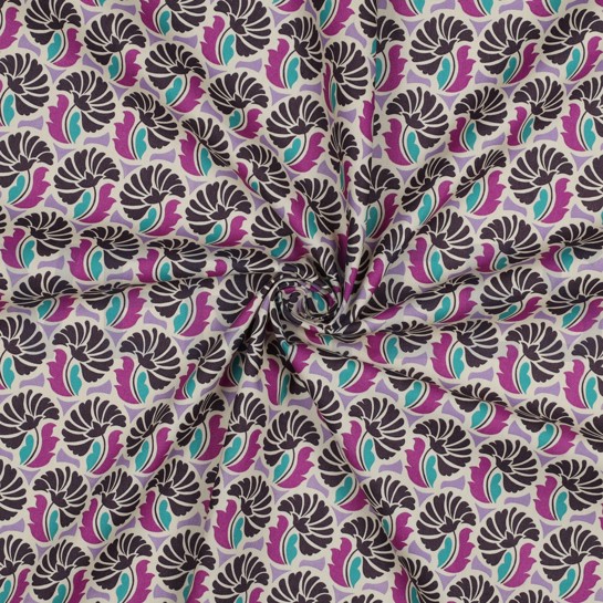 KATOENEN POPLIN BLOEMEN PAARS #7