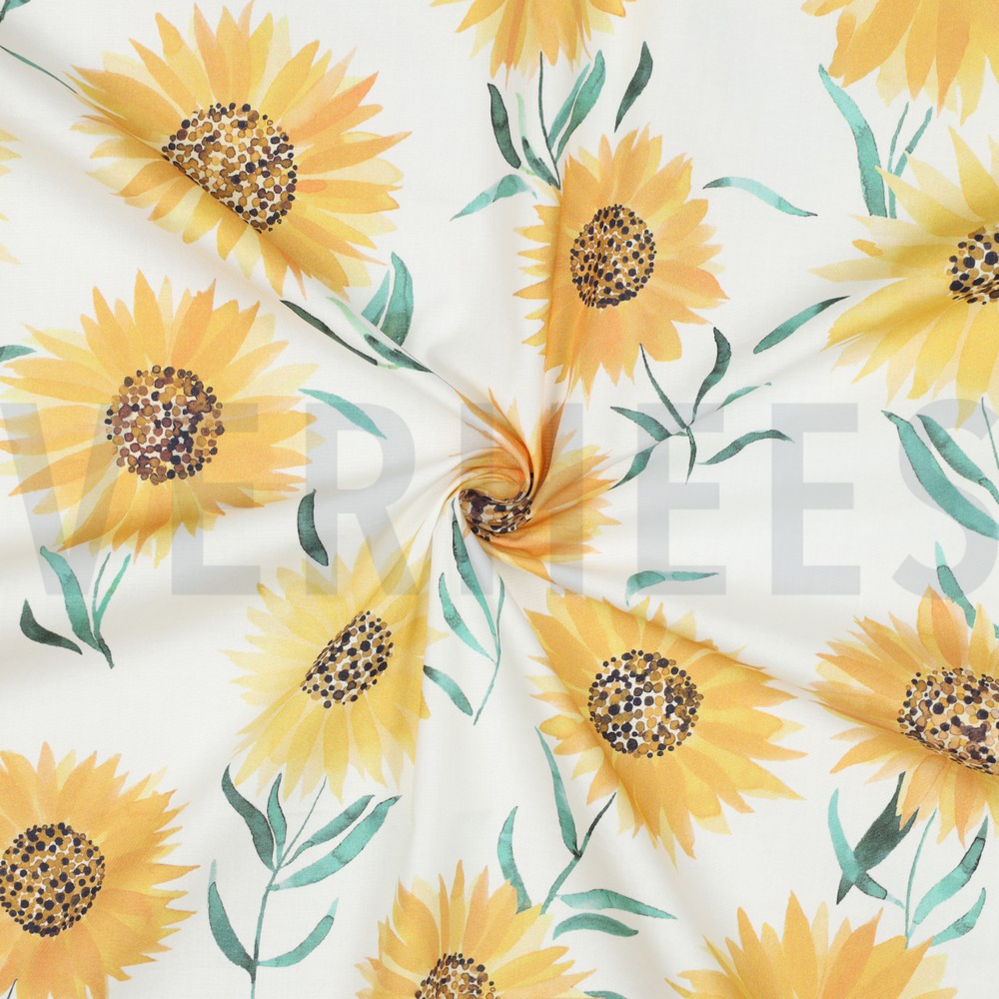 KATOENEN POPLIN DIGITAAL ZONNEBLOEMEN WIT (high resolution) #3