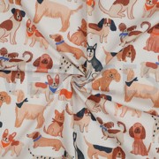 POPELINE DE COTON DIGITAL CHIENS BLANC CASSÉ (thumbnail) #3