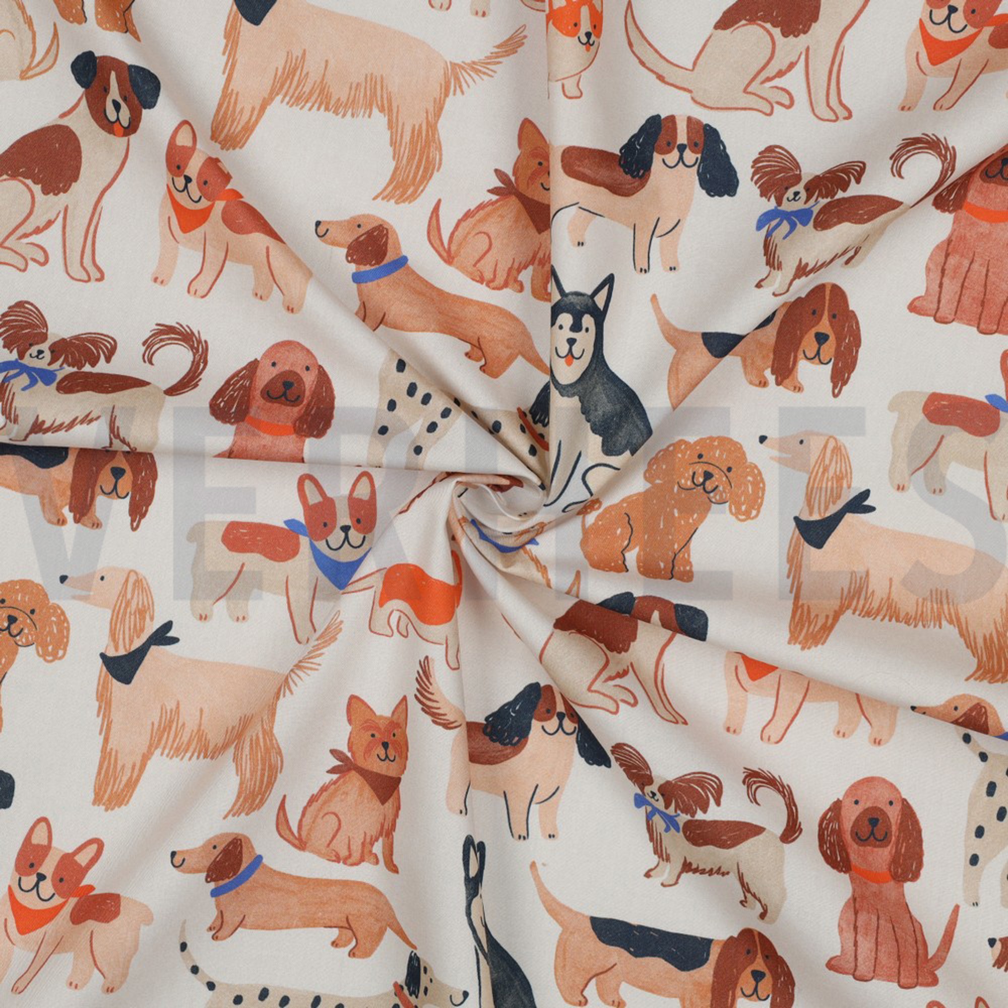 POPELINE DE COTON DIGITAL CHIENS BLANC CASSÉ (high resolution) #3