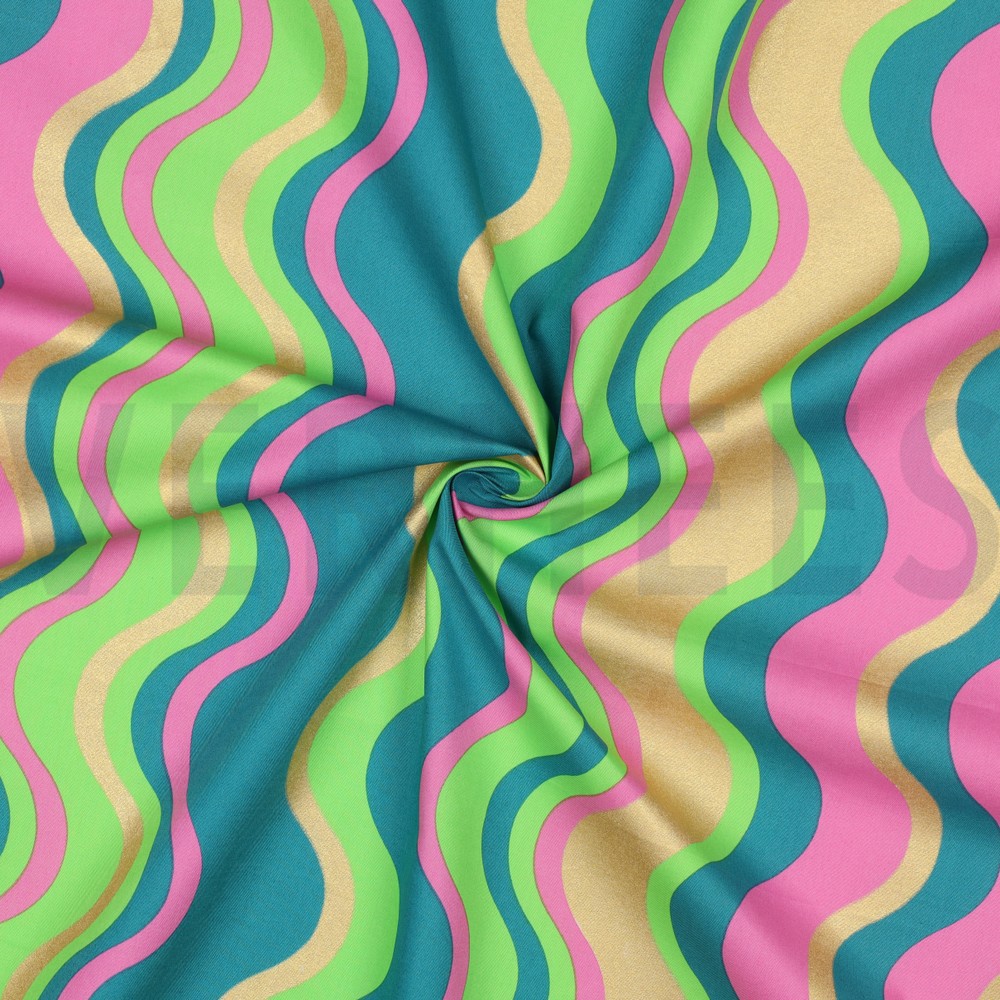 FINE POPLIN FOIL STRIPES GREEN #7
