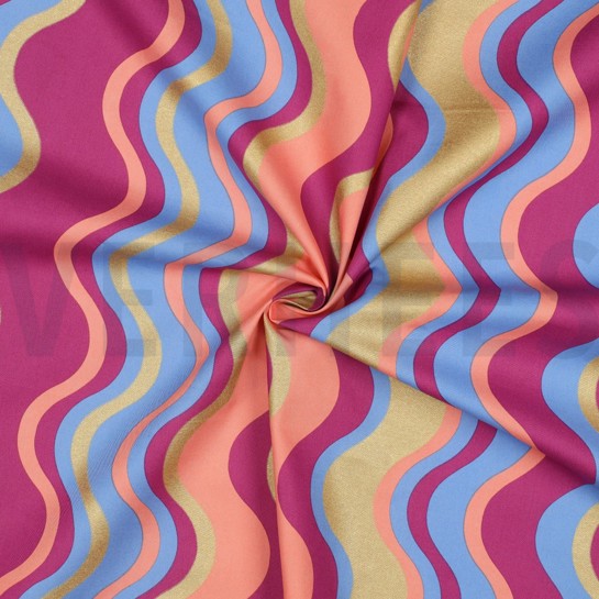 FINE POPLIN FOIL STRIPES BLUE #7