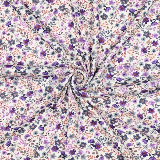 RIB JERSEY DIGITAL FLOWERS PURPLE #7