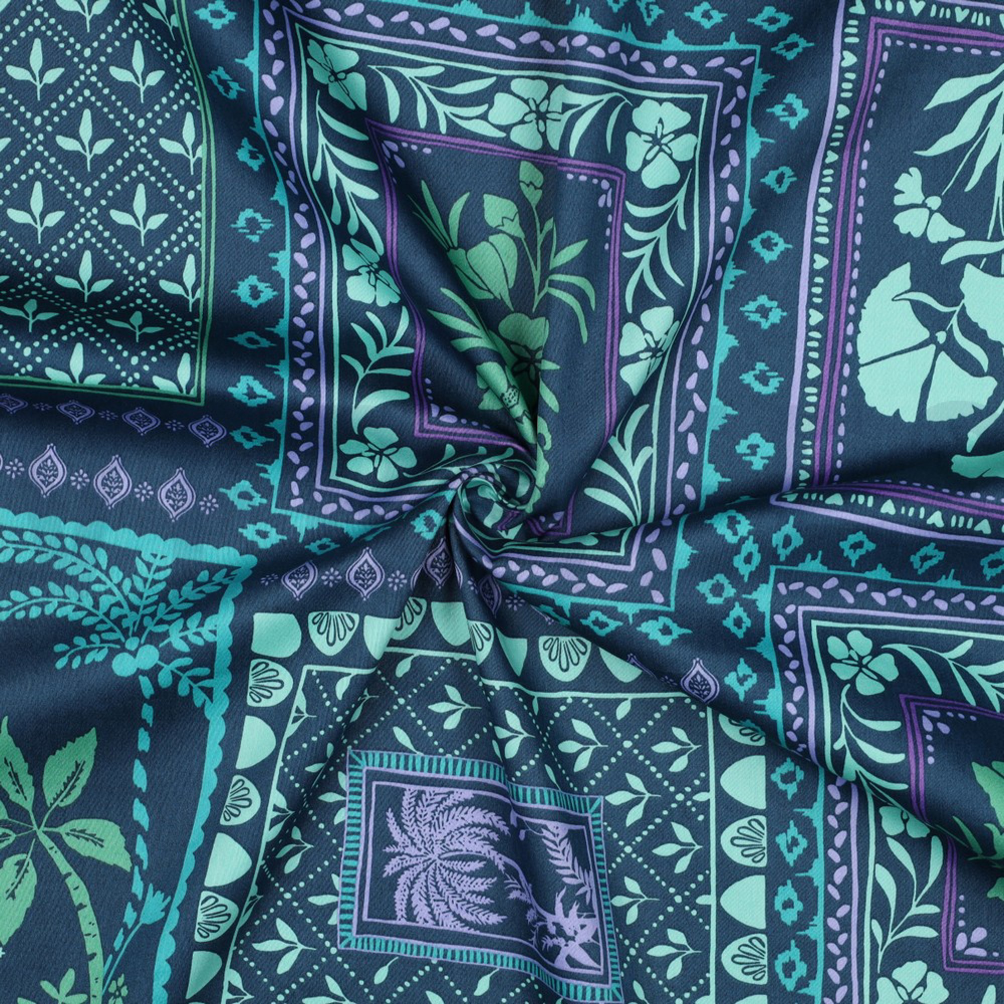 COTON SATIN PATCHWORK FLEURS PÉTROLE (high resolution) #3