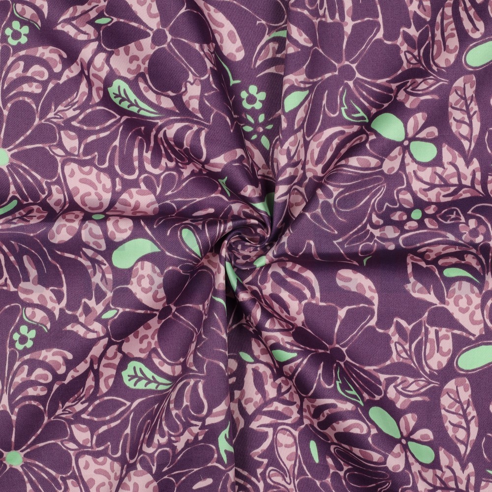 COTON SATIN FLEURS VIOLET #7