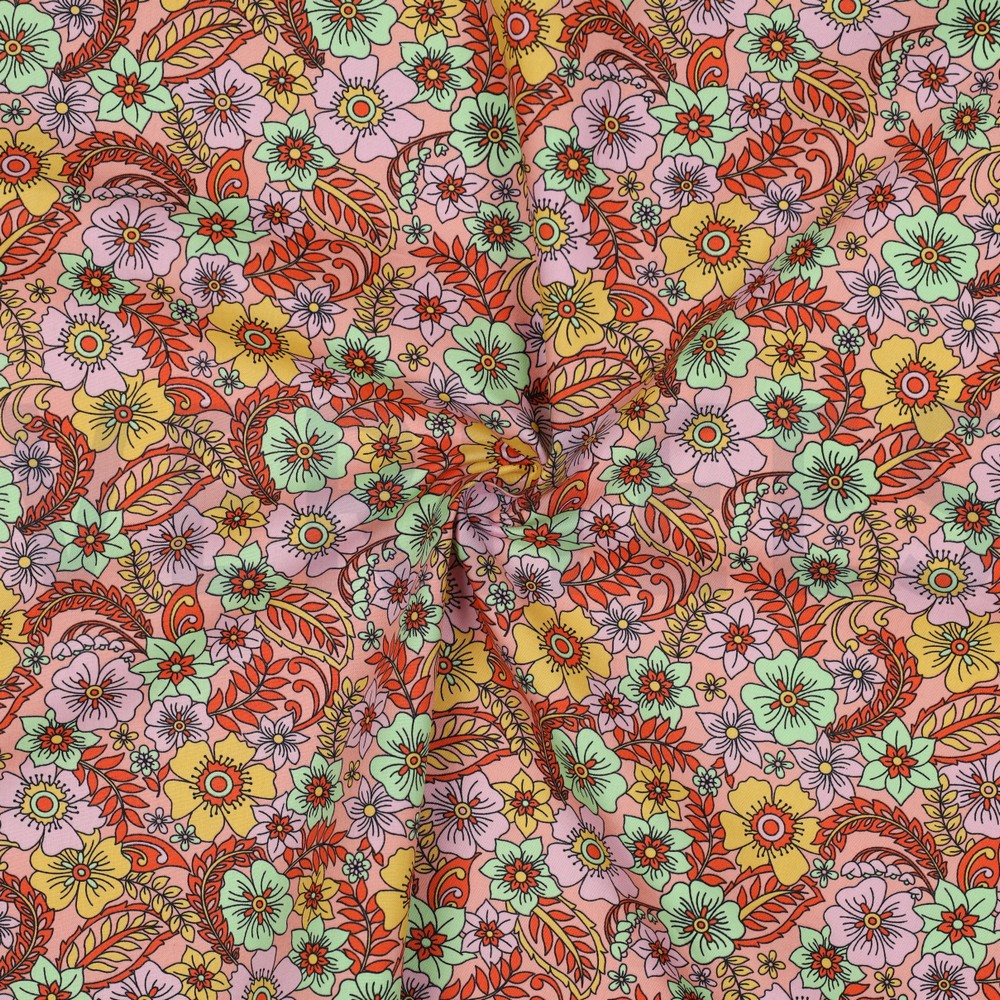 FINE POPLIN FLOWERS PEACH #7