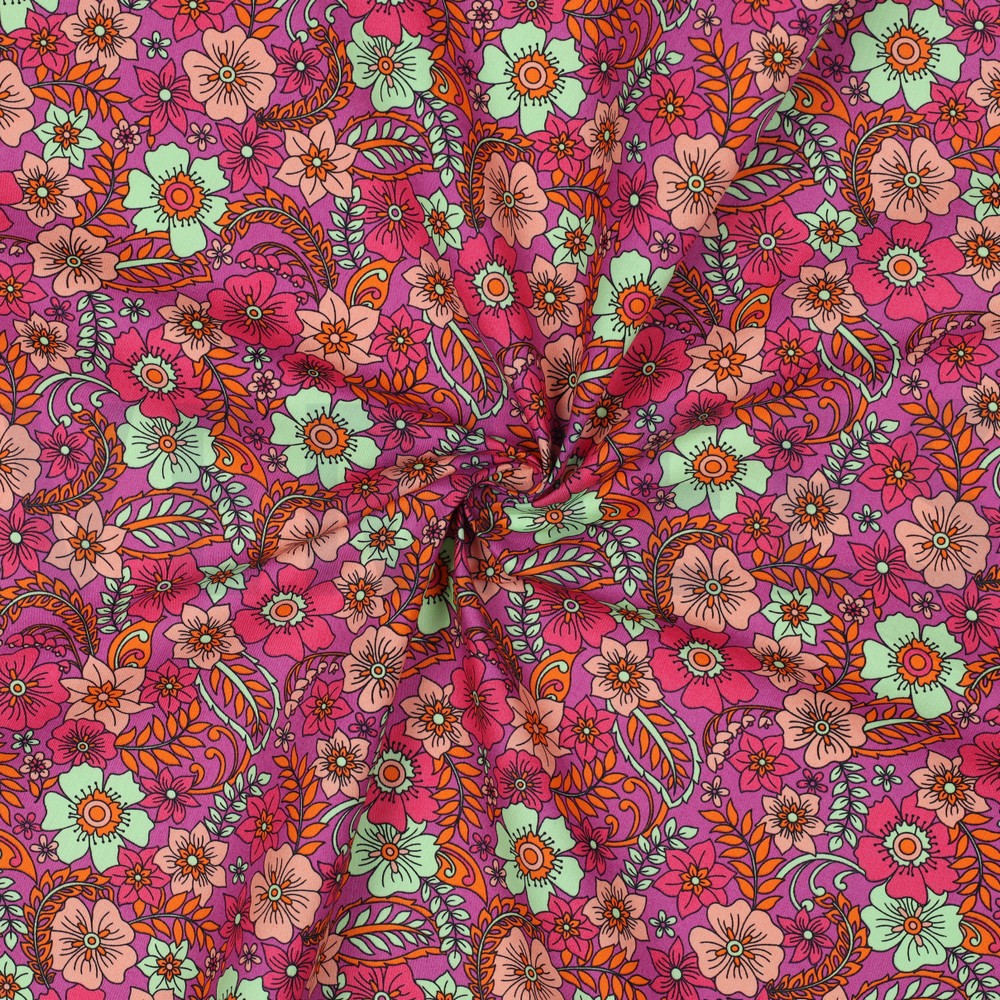 FINE POPLIN FLOWERS FUCHSIA #7