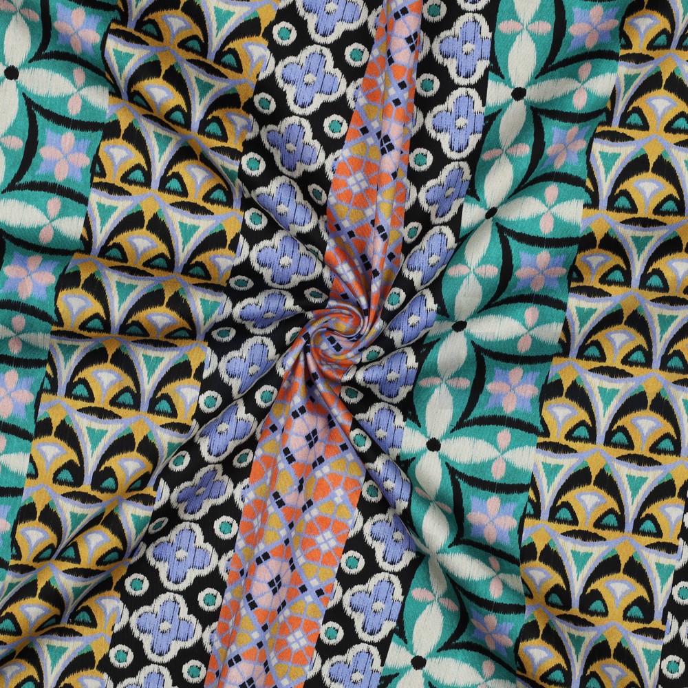 COTON SATIN DIGITAL GEOMETRIQUE BLEU #7
