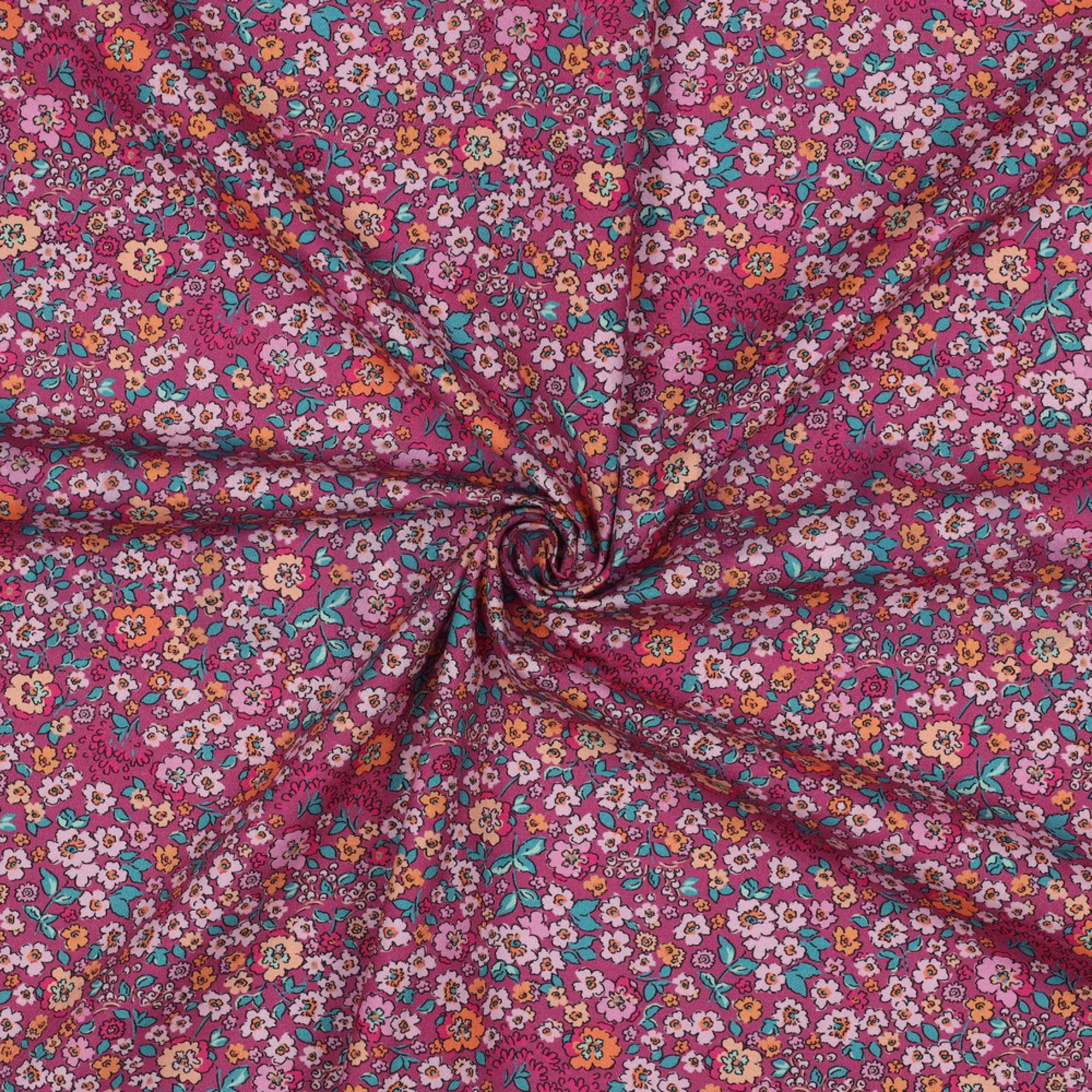 KATOENEN POPLIN DIGITAAL BLOEMEN FUCHSIA (high resolution) #3