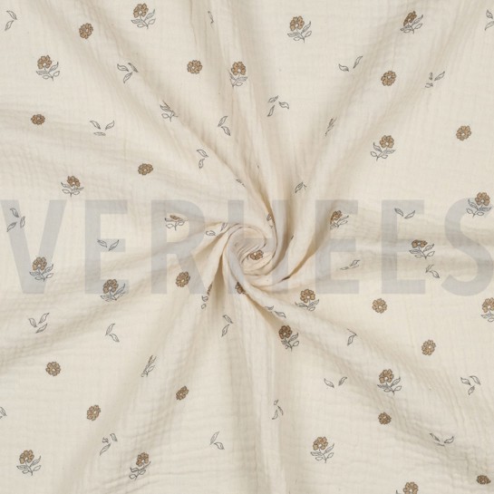 DOUBLE GAUZE GOTS NATURAL FLOWERS NATURAL #7